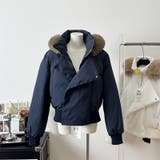 ネイビー | ゆるカワコーデ☆フォックスファー襟フード付き ダウンコート | 17kg