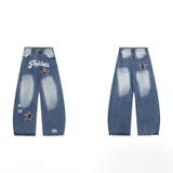 ユニセックス☆レトロ 高感度ストリート 星刺繍 デニムパンツカーブシルエット | 17kg | 詳細画像6 