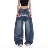 ユニセックス☆レトロ 高感度ストリート 星刺繍 デニムパンツカーブシルエット | 17kg | 詳細画像3 