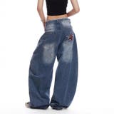 ユニセックス☆レトロ 高感度ストリート 星刺繍 デニムパンツカーブシルエット | 17kg | 詳細画像4 