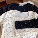 ゆるカワコーデ☆フラワープリント スクエアネック ショート丈 ニットトップス | 17kg | 詳細画像26 