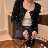 ゆるカワコーデ☆フラワープリント スクエアネック ショート丈 ニットトップス | 17kg | 詳細画像4 
