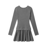 グレー | 甘辛系ガールズ☆上品で細見えする長袖 プリーツスカート風 ワンピース | 17kg