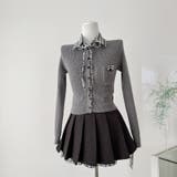 ミレニアル学園風☆チェック柄 襟付き ニットカーディガン+プリーツミニスカート | 17kg | 詳細画像1 