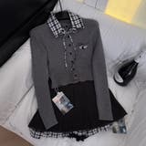 ミレニアル学園風☆チェック柄 襟付き ニットカーディガン+プリーツミニスカート | 17kg | 詳細画像2 