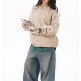 ユニセックス☆フェアリーグリーン ケーブル編みニットカジュアル 万能トップス | 17kg | 詳細画像9 