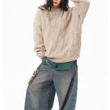 ユニセックス☆フェアリーグリーン ケーブル編みニットカジュアル 万能トップス | 17kg | 詳細画像13 