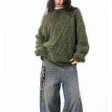 ユニセックス☆フェアリーグリーン ケーブル編みニットカジュアル 万能トップス | 17kg | 詳細画像16 