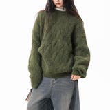 ユニセックス☆フェアリーグリーン ケーブル編みニットカジュアル 万能トップス | 17kg | 詳細画像5 