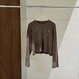 コーヒー | ゆるカワコーデ☆ビーズ装飾 ショート丈長袖Tシャツ | 17kg