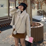 ゆるカワコーデ☆スカーフ付き デザイン性 上品 ウールコート | 17kg | 詳細画像49 