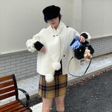 ホワイト | ゆるカワコーデ☆スカーフ付き デザイン性 上品 ウールコート | 17kg