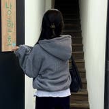 ダークグレー | ゆるカワコーデ☆ボアフリース フード付きスウェットアウター | 17kg