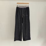 ダークグレー | 甘辛系ガールズ☆縦ストライプ×ウィング刺繍 ルーズストレートパンツ | 17kg