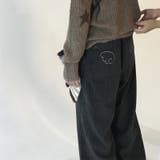 甘辛系ガールズ☆縦ストライプ×ウィング刺繍 ルーズストレートパンツ | 17kg | 詳細画像4 