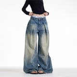 ユニセックス☆キャットヒゲ加工デニムワイドカジュアルパンツ | 17kg | 詳細画像4 