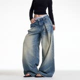 ユニセックス☆キャットヒゲ加工デニムワイドカジュアルパンツ | 17kg | 詳細画像5 