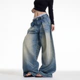 ユニセックス☆キャットヒゲ加工デニムワイドカジュアルパンツ | 17kg | 詳細画像6 