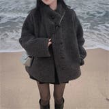 グレー | ゆるカワコーデ☆スタンドカラー ムートン一体型ボアアウター | 17kg