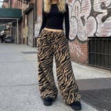 甘辛系ガールズ☆起毛 厚手 カーブシルエットタイガー柄 ボア ワイドパンツ | 17kg | 詳細画像1 