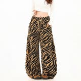 甘辛系ガールズ☆起毛 厚手 カーブシルエットタイガー柄 ボア ワイドパンツ | 17kg | 詳細画像16 