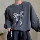 グレー | 甘辛系ガールズ☆リボンプリント プルオーバースウェット | 17kg