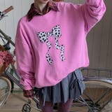 ピンク | 甘辛系ガールズ☆リボンプリント プルオーバースウェット | 17kg