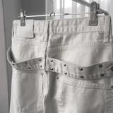 ユニセックス☆背面スタッズ装飾 ベルトハイウエスト デニムロングパンツ | 17kg | 詳細画像6 