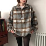 コーヒー | 気負わず快適☆レトログリーン チェック柄 ジップアップ ファースウェット | 17kg