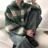 気負わず快適☆レトログリーン チェック柄 ジップアップ ファースウェット | 17kg | 詳細画像3 