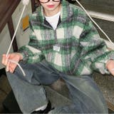 グリーン | 気負わず快適☆レトログリーン チェック柄 ジップアップ ファースウェット | 17kg