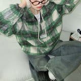 気負わず快適☆レトログリーン チェック柄 ジップアップ ファースウェット | 17kg | 詳細画像5 