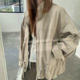カーキ | 気負わず快適 ドローストリングスタンドカラー ジャケットルーズフィット | 17kg