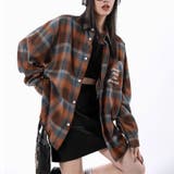 オレンジ | ユニセックス☆配色チェック柄 長袖シャツ若々しい ルーズフィット | 17kg