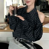 甘辛系ガールズ☆【春】チェック柄 オフショルダー 長袖シャツ | 17kg | 詳細画像1 