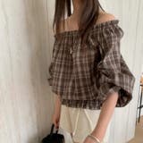 甘辛系ガールズ☆【春】フェミニン オフショルダー チェック柄シャツ | 17kg | 詳細画像2