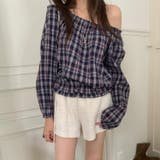 甘辛系ガールズ☆【春】フェミニン オフショルダー チェック柄シャツ | 17kg | 詳細画像6