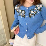 甘辛系ガールズ☆【春】刺繍かぎ編み クルーネックニットカーディガン | 17kg | 詳細画像1 