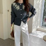 甘辛系ガールズ☆【春】刺繍かぎ編み クルーネックニットカーディガン | 17kg | 詳細画像11 