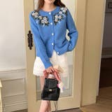 甘辛系ガールズ☆【春】刺繍かぎ編み クルーネックニットカーディガン | 17kg | 詳細画像5 