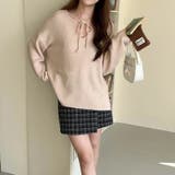 甘辛系ガールズ☆【春】リボン付き Vネック ルーズニットセーター | 17kg | 詳細画像3 