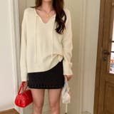 甘辛系ガールズ☆【春】リボン付き Vネック ルーズニットセーター | 17kg | 詳細画像5 