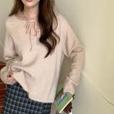 甘辛系ガールズ☆【春】リボン付き Vネック ルーズニットセーター | 17kg | 詳細画像7 