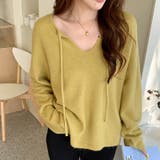 グリーン | 甘辛系ガールズ☆【春】リボン付き Vネック ルーズニットセーター | 17kg