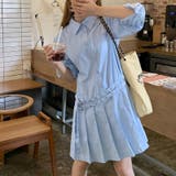 甘辛系ガールズ 【春】ダブルウエストベルト装飾 シャツワンピースプリーツスカート | 17kg | 詳細画像2 