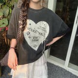ミレニアル学園風 【春】ハートプリント ルーズTシャツ＋ホワイト | 17kg | 詳細画像3 