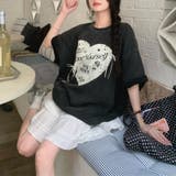 ミレニアル学園風 【春】ハートプリント ルーズTシャツ＋ホワイト | 17kg | 詳細画像4 