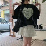 ミレニアル学園風 【春】ハートプリント ルーズTシャツ＋ホワイト | 17kg | 詳細画像5 