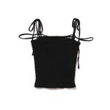 ブラック | 甘辛系ガールズ☆【春】プリーツ キャミソール ショート丈 リボン付きトップス | 17kg