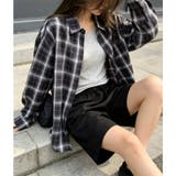 ブラック | 【秋】チェック柄長袖シャツ レディース オーバーサイズ | 17kg